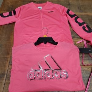 Adidas Jacket & Long Sleeve Shirt Girls Large NWT